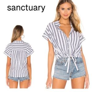 Never worn, sanctuary cuffed sleeved navy striped top